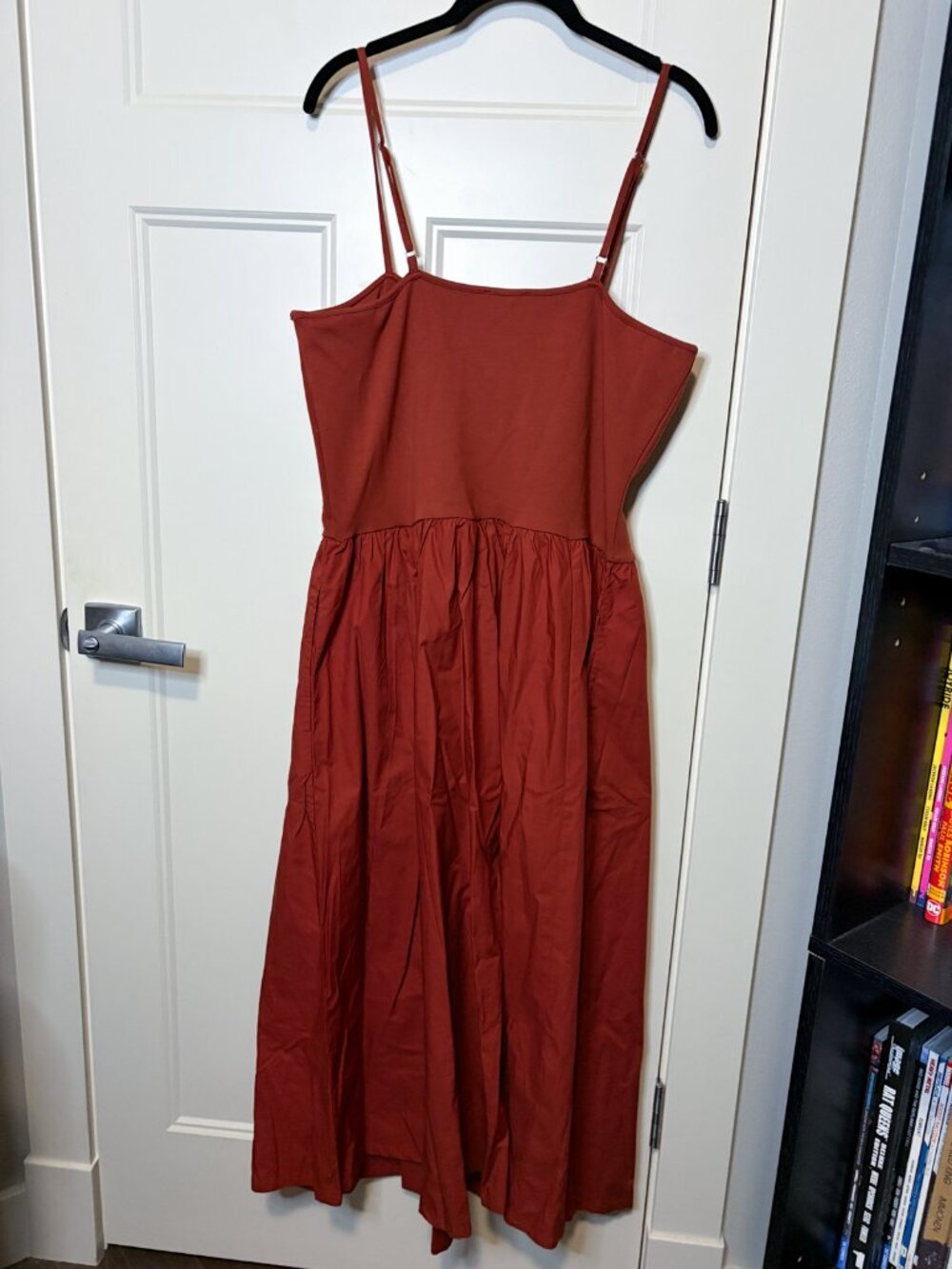 NWT The Drop XXL Rust Mixed Media Adjustable Strap Midi Dress w Pockets - Picture 3 of 11